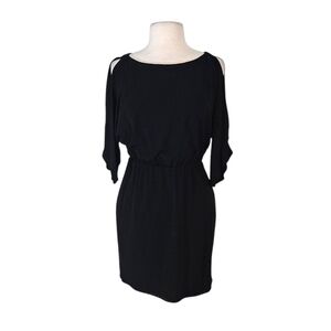 Trina Turk Cutout Sleeve Black Blouson Cocktail Dress